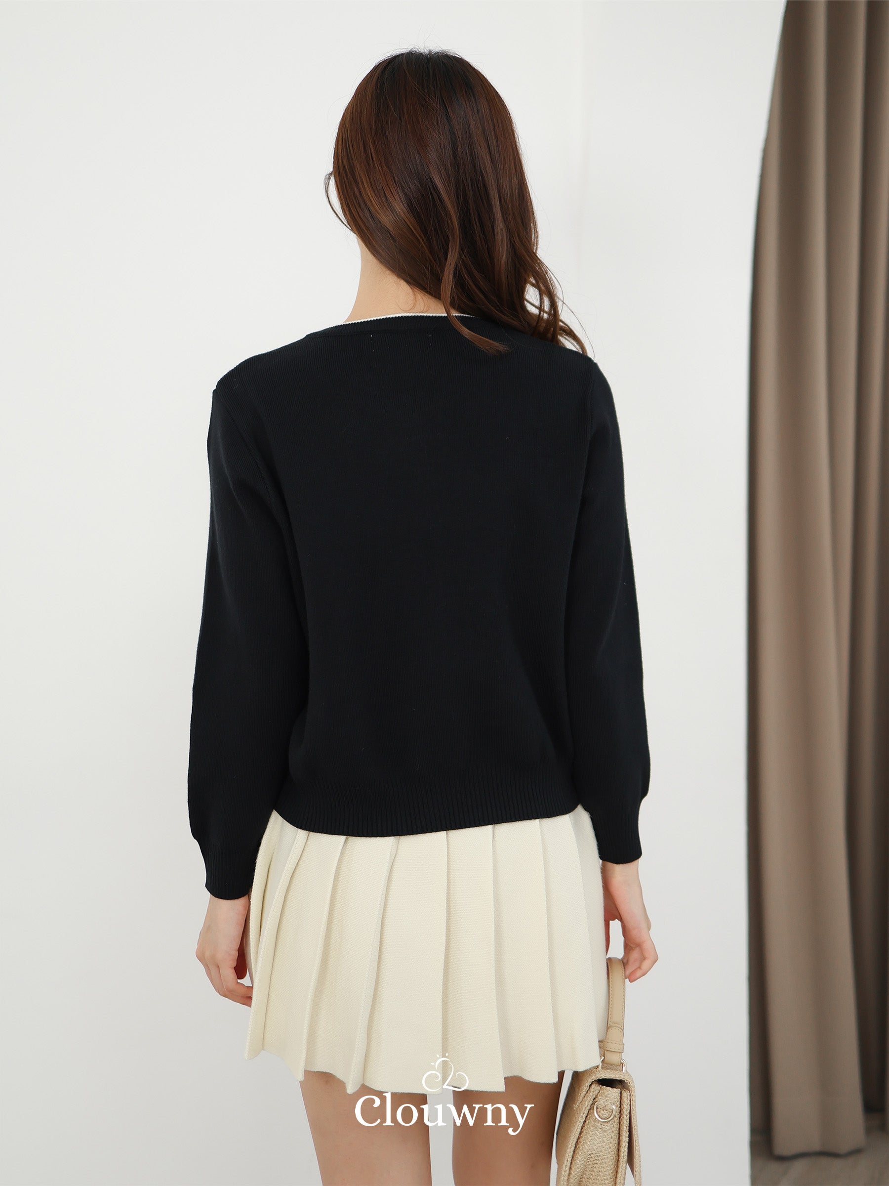 Fedora Button Knit Cardigan - Black